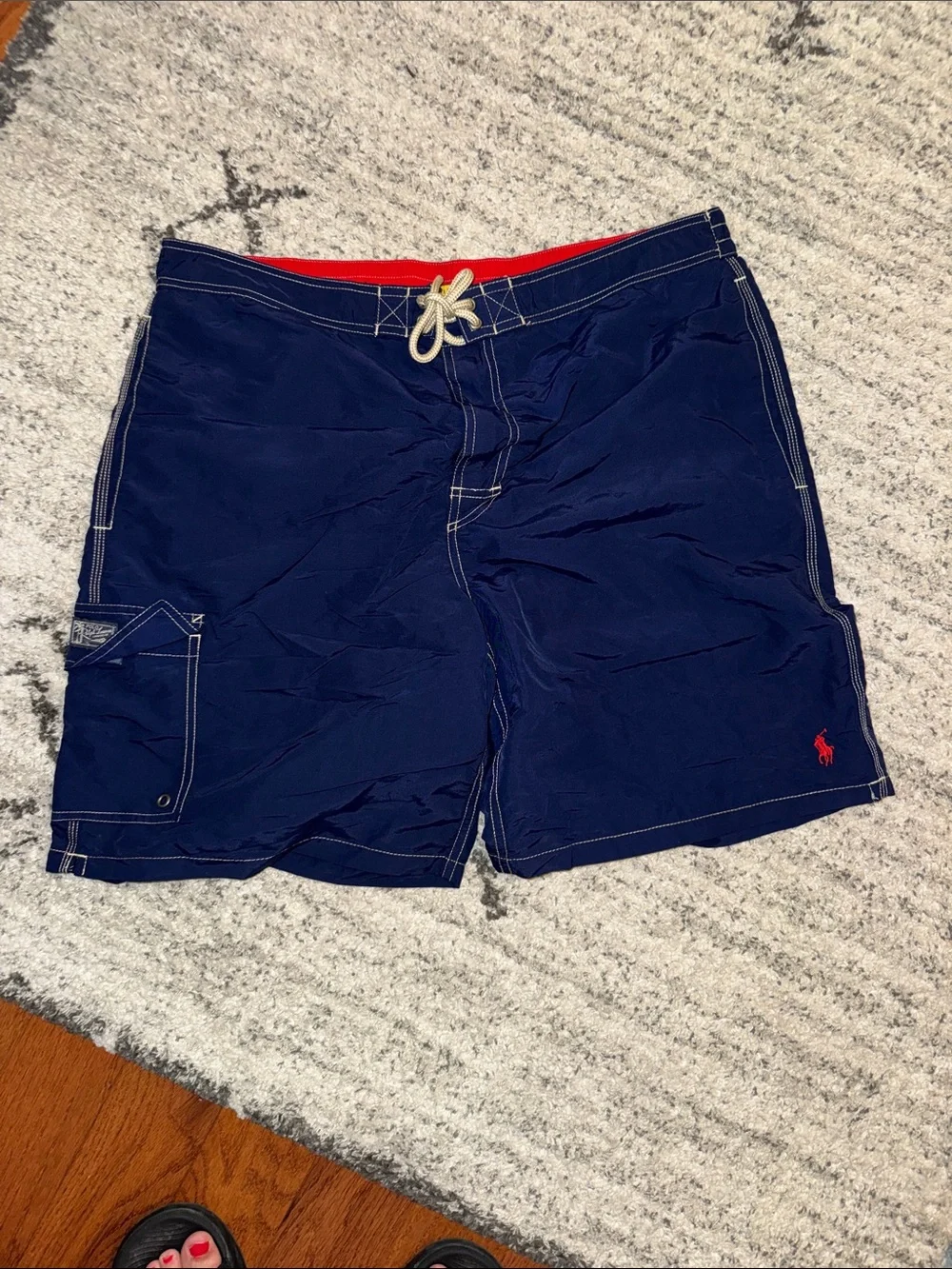 Polo by Ralph Lauren Navy Swim Shorts with Red Trim